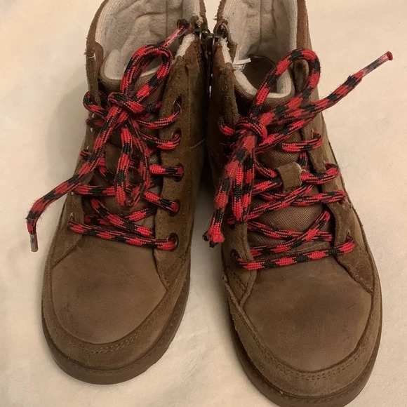 UGG brown leather high boots red laces Robley Waterproof Boot size 12 walnut - Picture 6 of 7